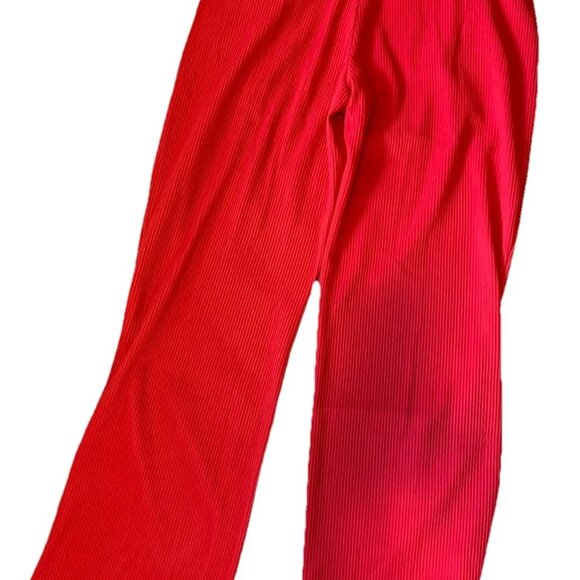Novamen Mens Red Fashion Shadow Stripe Show Up Pleated Loose Trouser Size 36 - Picture 2 of 6